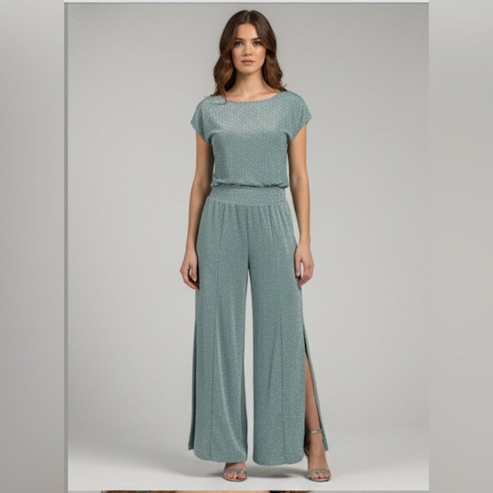 Boston Proper Glitter Pant Suit Blue/Green